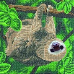 CRYSTAL ART - Tableau crystal art à diamanter - paresseux - 30 x 30 cm