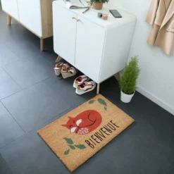 DÉCOWEB - Paillasson coco 45 x 75 cm - renard