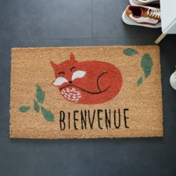 DÉCOWEB - Paillasson coco 45 x 75 cm - renard