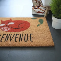 DÉCOWEB - Paillasson coco 45 x 75 cm - renard