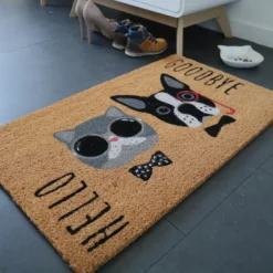 DÉCOWEB - Paillasson coco 45 x 75 cm - chat et chien