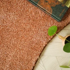 DÉCOWEB - Tapis contemporain de forme organique - influence - rose corail - 120 x 180 cm