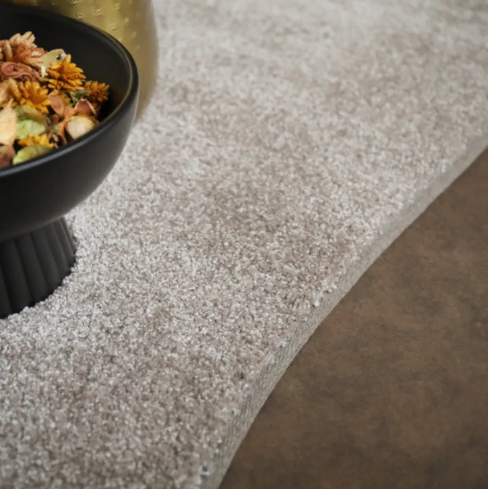 DÉCOWEB - Tapis contemporain de forme organique - influence - grège clair - 160 x 240 cm