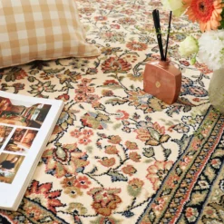 DÉCOWEB - Tapis traditionnel floral - mamie in love - corail doux - 240 x 340 cm