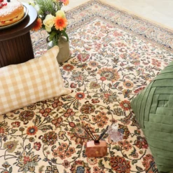 DÉCOWEB - Tapis traditionnel floral - mamie in love - corail doux - 200 x 290 cm