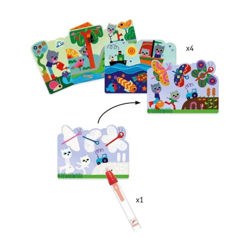 DJECO - Coloriage a l eau cache dans le jardin