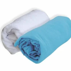 DOMIVA - Drap housse + alese uni -traité sanitized - turquoise - 60 x 120 cm