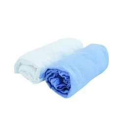 DOMIVA - Drap housse bébé - jersey - oeko-tex - blanc et bleu ciel - 60 x 120 cm