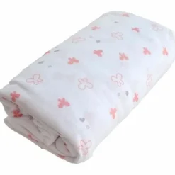 DOMIVA - Drap housse imprimé lapinou - rose - 60 x 120 cm