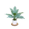 DOWNYPAWS - Bouquet de plantes artificielles + pot de fleurs en feuilles de chrysanthème vert clair