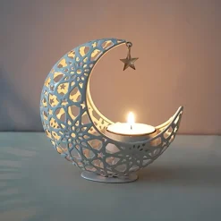 DOWNYPAWS - Candélabre - porte - arôme en forme de lune en métal creusé (11*11*5.4 cm)