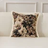 DOWNYPAWS - Coussin jacquard en coton et lin teint en fil - chrysanthème noir45×45cm