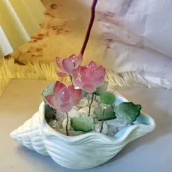 DOWNYPAWS - Décorations de nuit en verre conque en forme de lotus à faire soi - même