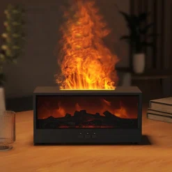 DOWNYPAWS - Diffuseur d'arômes - humidificateur de cheminée 3d (5w, 150ml) avec télécommande