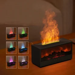 DOWNYPAWS - Diffuseur d'arômes - humidificateur de cheminée 3d (5w, 150ml) avec télécommande