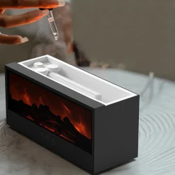 DOWNYPAWS - Diffuseur d'arômes - humidificateur de cheminée 3d (5w, 150ml) avec télécommande