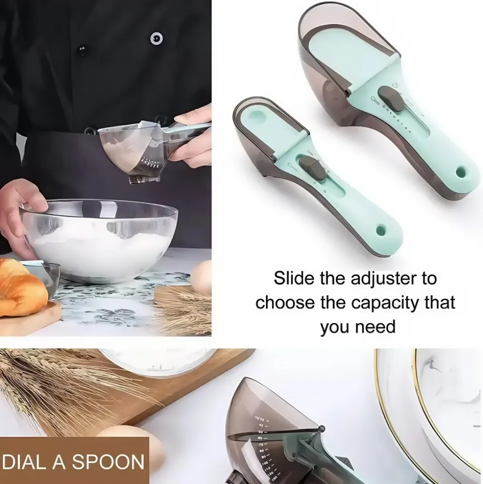 DOWNYPAWS - Ensemble de 2 cuillères à mesurer réglables en plastique - nouvelle tendance gadgets de cuisine à succès de la boutique en ligne