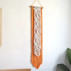 DOWNYPAWS - Tapis mural en coton bohème feuilles franges