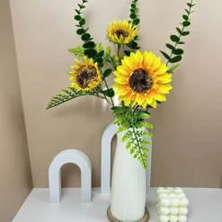 DOWNYPAWS - Tournesol artificiel 3 têtes + vase