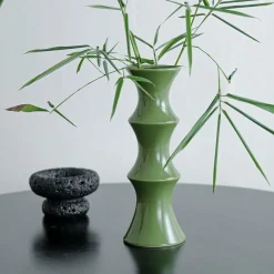 DOWNYPAWS - Vase décoratif en céramique en forme de bambou vert