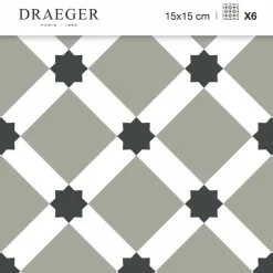 DRAEGER - Stickers carrelage 15 x 15 cm - carreaux étoilés