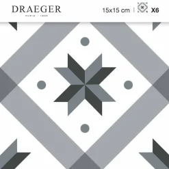 DRAEGER - Stickers carrelage 15 x 15 cm - étoile grise