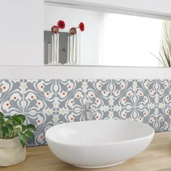 DRAEGER - Stickers carrelage 15 x 15 cm - motif gris et blanc