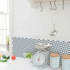 DRAEGER - Stickers carrelage 15 x 15 cm - triangles gris et blanc