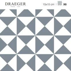 DRAEGER - Stickers carrelage 15 x 15 cm - triangles gris et blanc