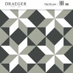 DRAEGER - Stickers carrelage 15 x 15 cm - étoiles géométriques