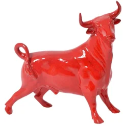 DRIMMER - Statuette taureau rouge en céramique feria