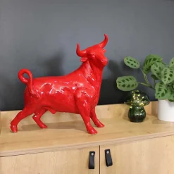 DRIMMER - Statuette taureau rouge en céramique feria