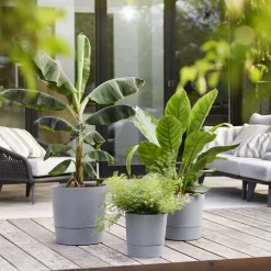 ELHO - Pot Greensense Aqua Care ciment rond, avec Réservoir d'eau - D.35cm