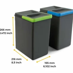 EMUCA - Bacs de tri pour tiroir de cuisine recycle 2 bacs de 7 litres