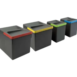 EMUCA - Bacs de tri pour tiroir de cuisine recycle 2 bacs de 12 litres et 2 bacs de 6 li