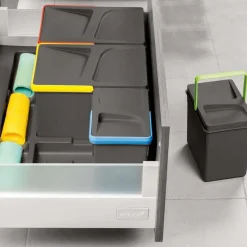 EMUCA - Kit de poubelles de cuisine avec base 2 bacs de 12 litres recycle