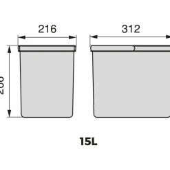 EMUCA - Poubelle pour tiroir de cuisine 15 litres recycle