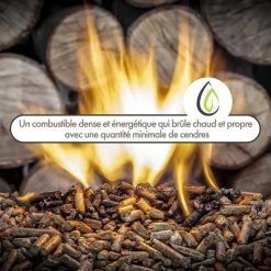 ENERVER - Wood pellets - granulés de bois 53 sacs 15 kg - haute qualité et haute performance technique - combustion propre et ecologique -