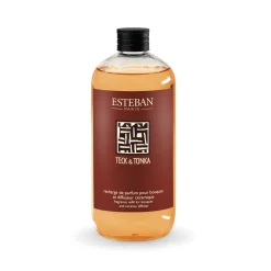 ESTEBAN - Recharge pour bouquet parfumé Teck et Tonka - flacon de 500 ml