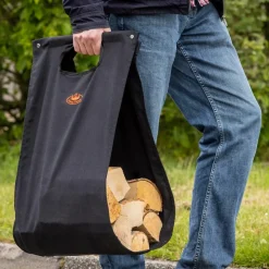 FANCY FLAMES - Porte bûches en tissu avec support en métal