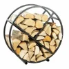 FARM COOK - Rack à bûches rond tsitsi en acier noir avec rangement 80 cm