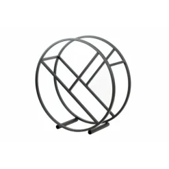 FARM COOK - Rack à bûches rond tsitsi en acier noir avec rangement 80 cm