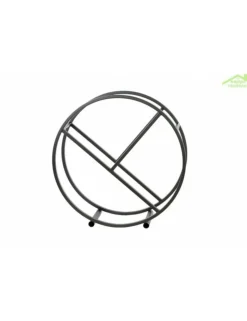 FARM COOK - Rack à bûches rond tsitsi en acier noir avec rangement 80 cm