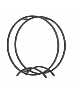 FARM COOK - Rack à bûches rond niri en acier noir avec pieds ø 80 cm