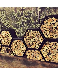FARM COOK - Range bûches hexagonal modulable harena en acier noir