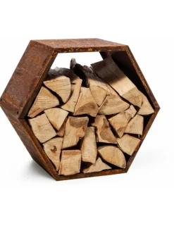 FARM COOK - Range bûches hexagonal modulable harena en acier rouillé