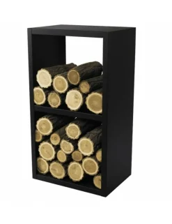 FARM COOK - Range bûches rectangulaire loli en acier noir 45x30x80 cm