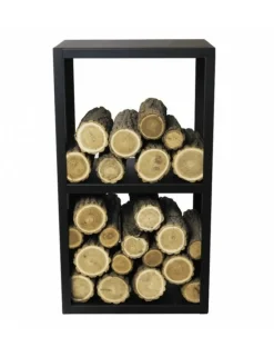 FARM COOK - Range bûches rectangulaire loli en acier noir 45x30x80 cm