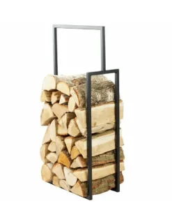 FARM COOK - Range bûches soa en acier noir-50x20x120 cm-50 --