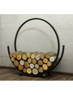 FARM COOK - Range-bûches rond spiral en acier noir 80 cm